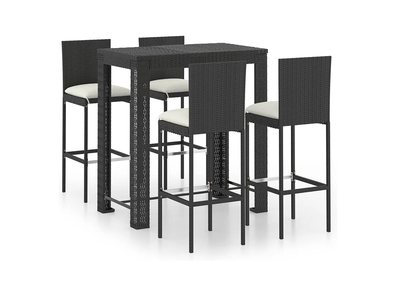 Elk City  Ensemble de bar d'extérieur 5 pcs coussins Résine tressée Noir