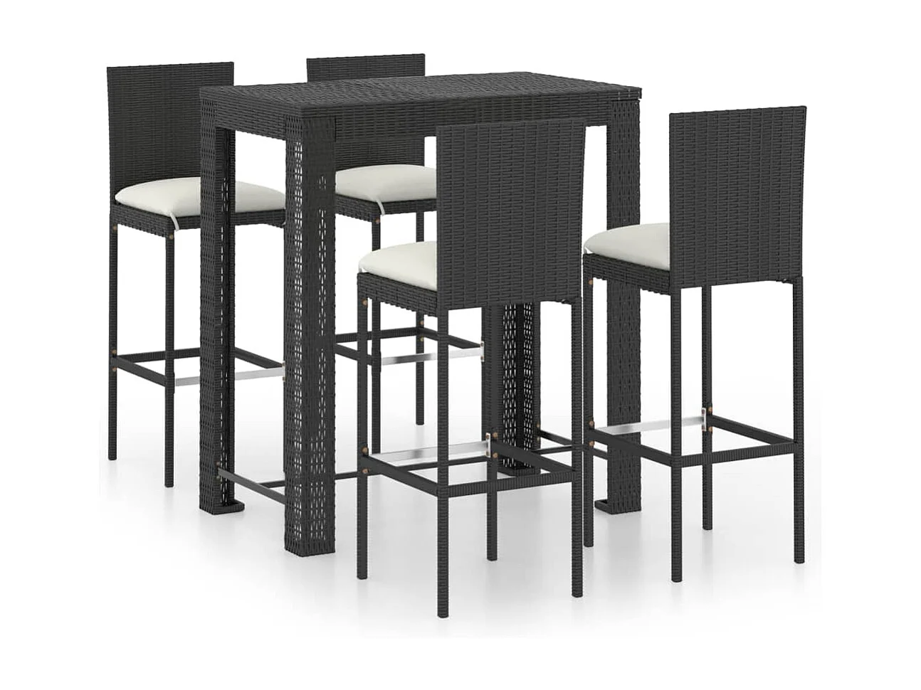 Elk City  Ensemble de bar d'extérieur 5 pcs coussins Résine tressée Noir