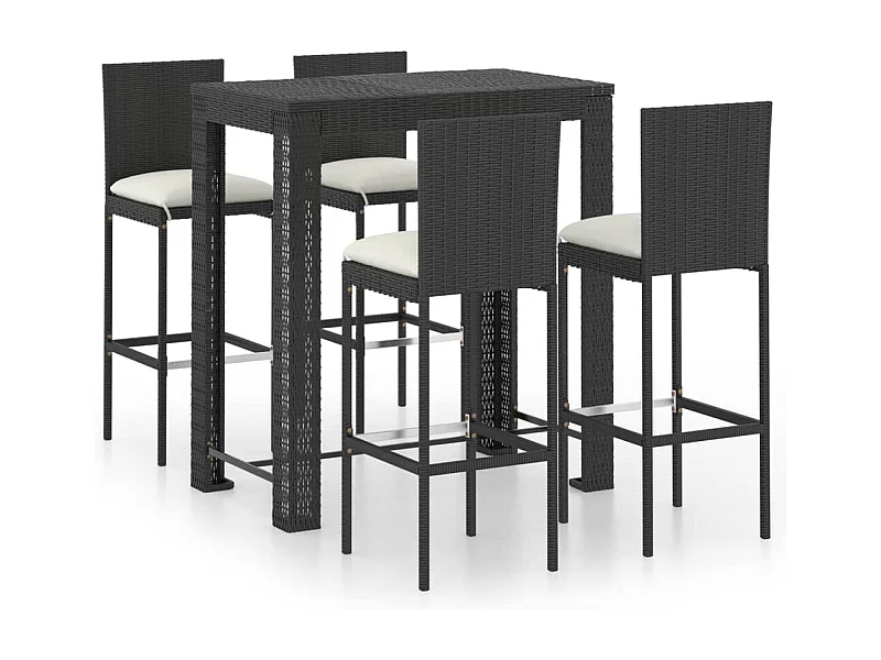 Elk City  Ensemble de bar d'extérieur 5 pcs coussins Résine tressée Noir