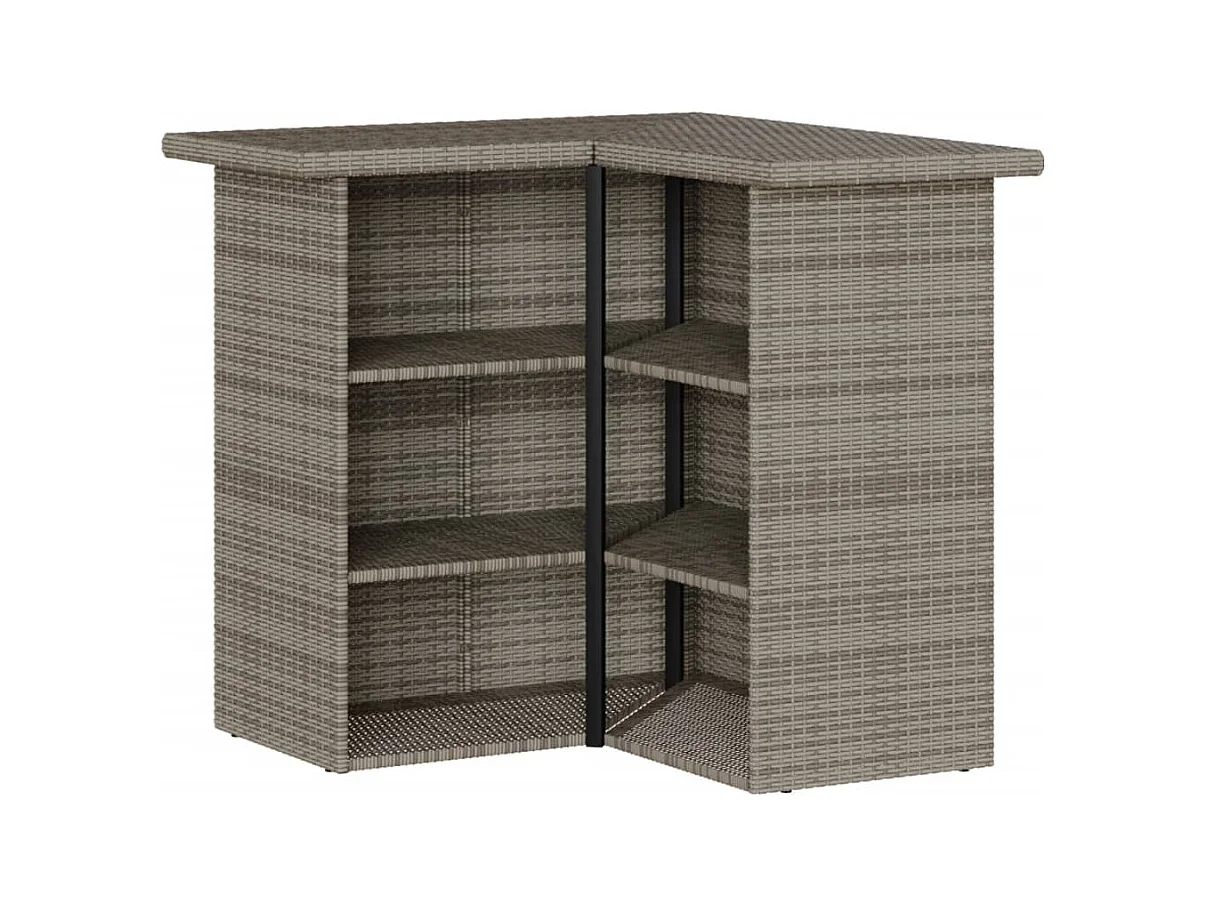 Marilou  Ensemble de bar de jardin 3 pcs et coussins gris résine tressée