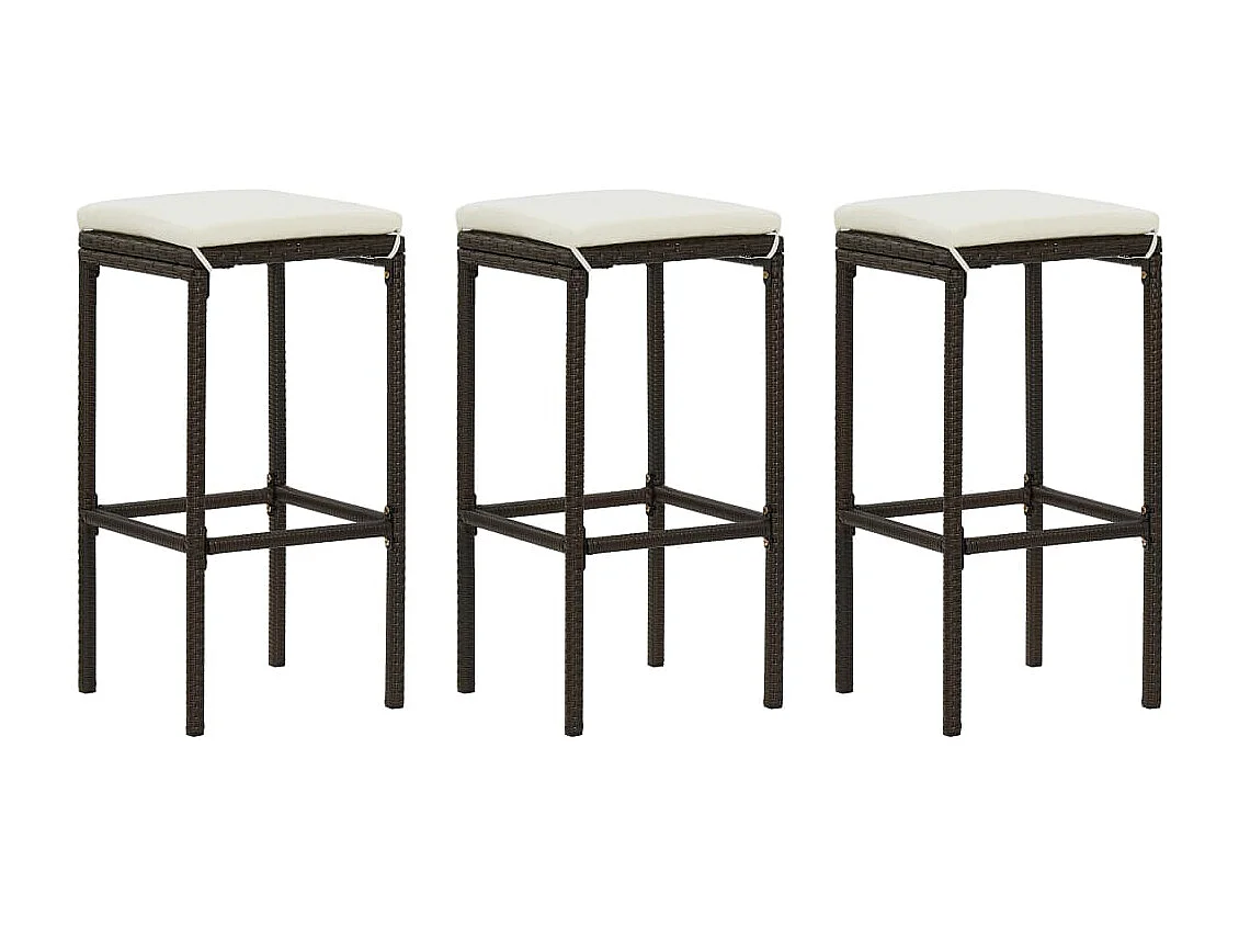 Valdyn  Ensemble de bar de jardin 4 pcs coussins Résine tressée Marron