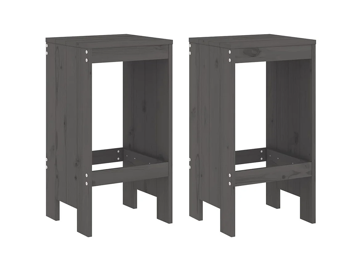 Zeynel  Ensemble de bar de jardin 3 pcs gris bois de pin massif