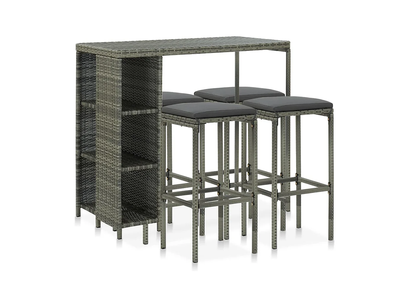 Henry Douglas  Ensemble de bar de jardin 5 pcs et coussins Résine tressée Gris