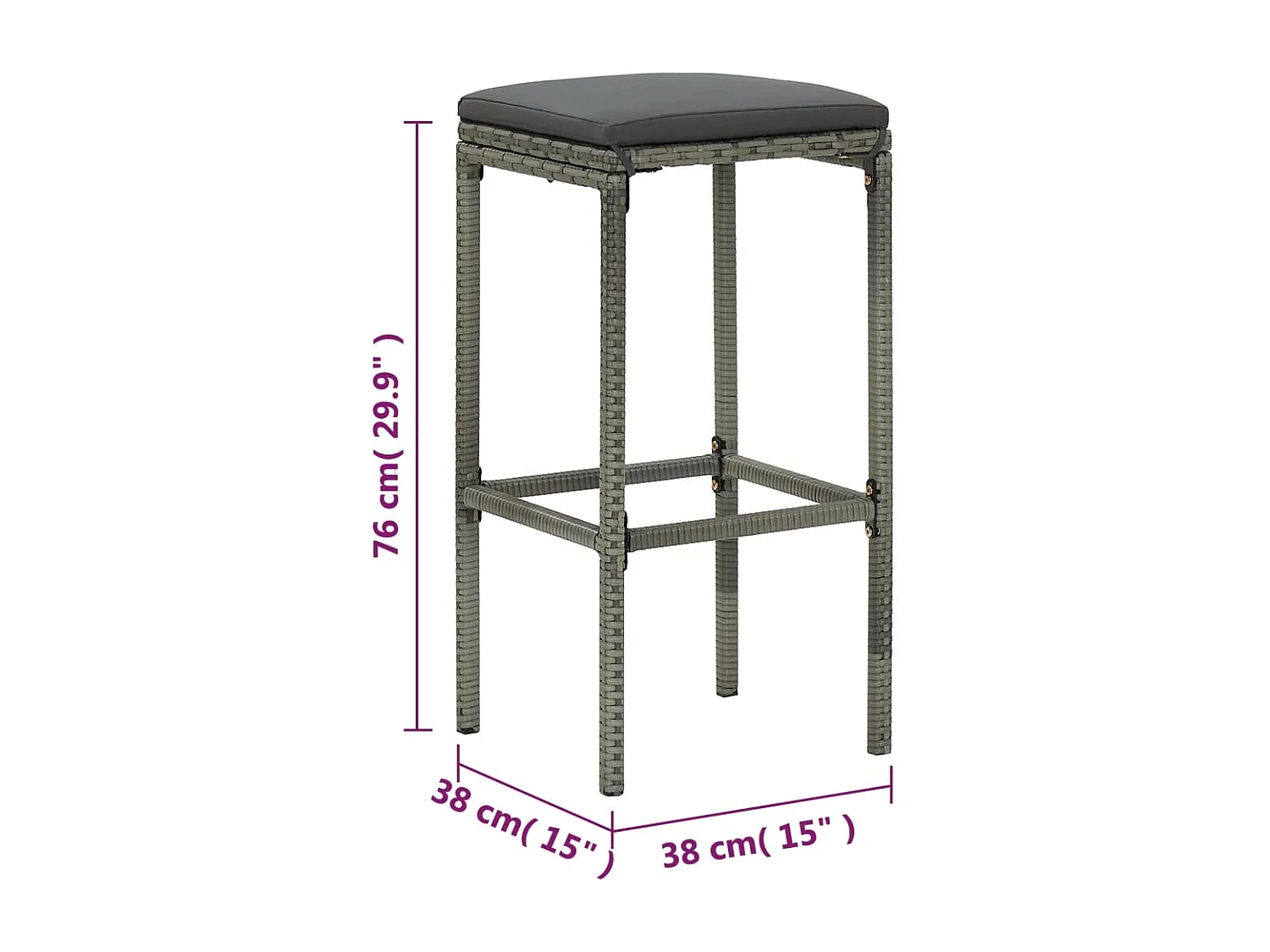 Henry Douglas  Ensemble de bar de jardin 5 pcs et coussins Résine tressée Gris