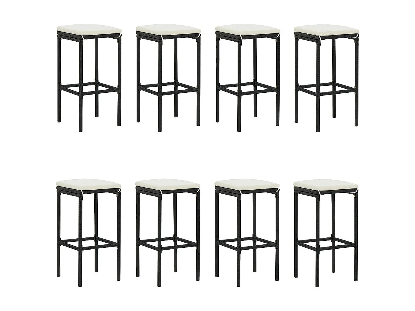 Johns Creek  Ensemble de bar de jardin avec coussins 9 pcs Noir