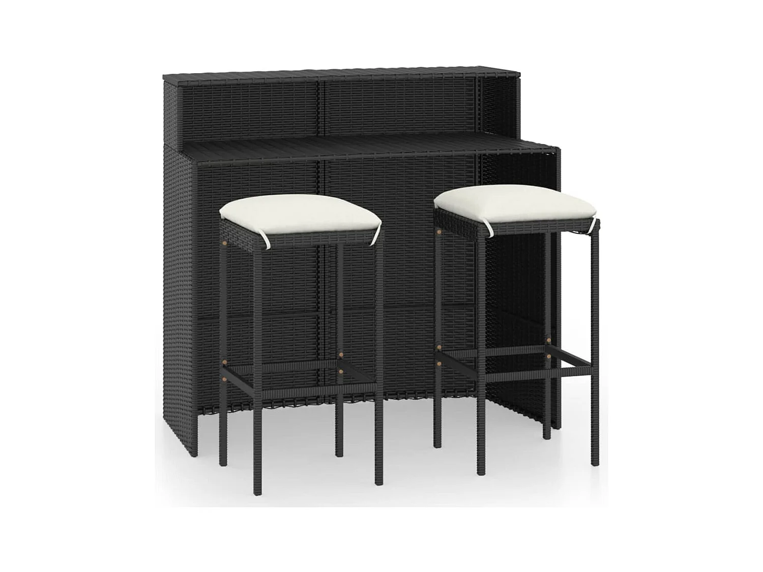 Ballydesmond  Ensemble de bar de jardin avec coussins 3 pcs Noir