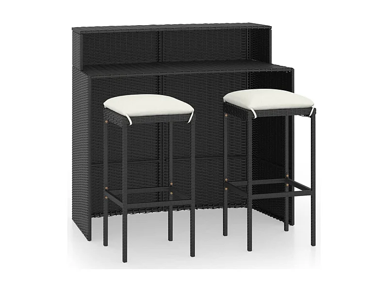 Ballydesmond  Ensemble de bar de jardin avec coussins 3 pcs Noir