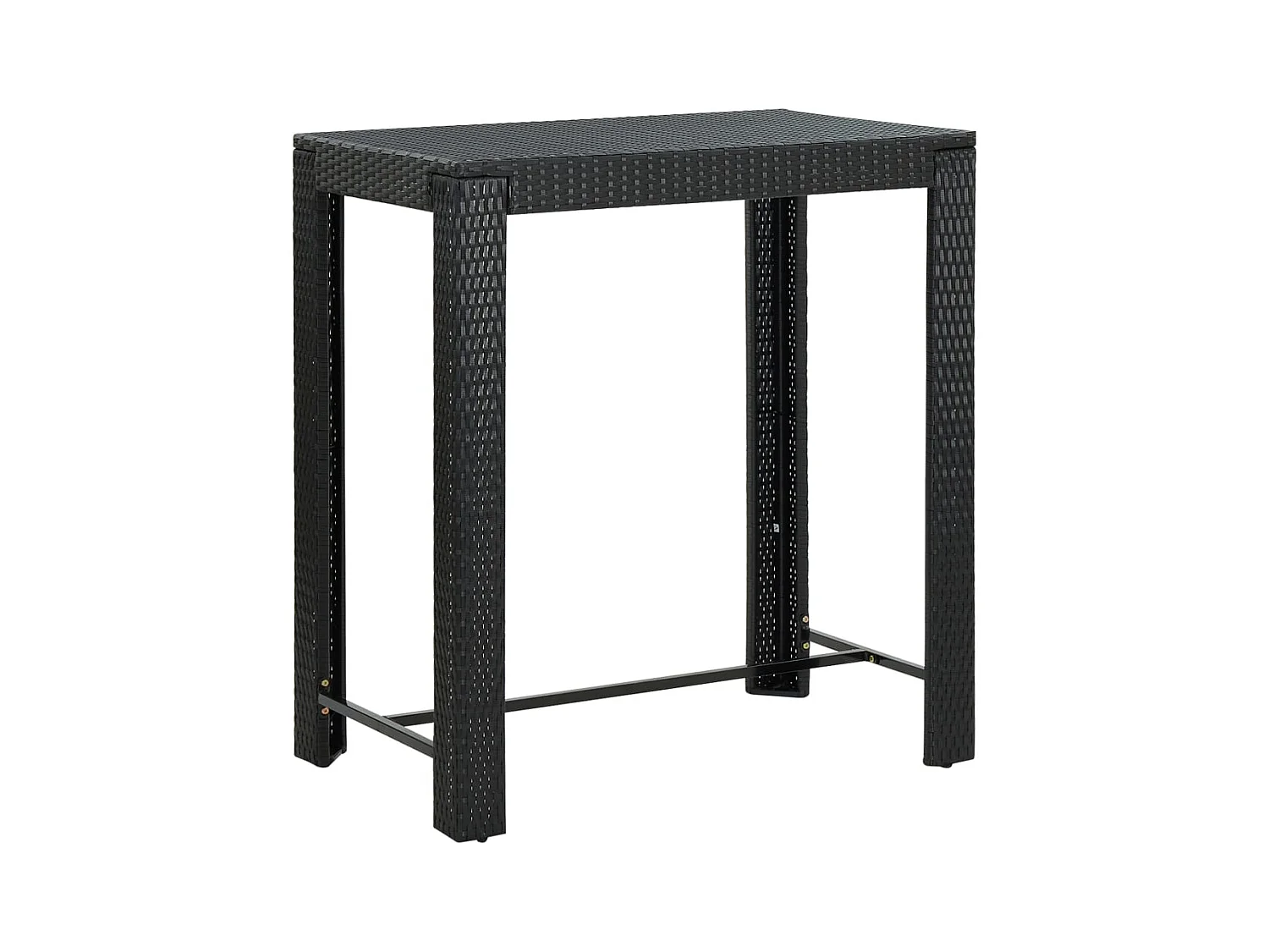 Sophie-Éléonore  Ensemble de bar jardin 5 pcs noir poly rotin/bois massif acacia