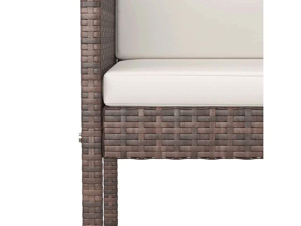 Vjorn  Ensemble de bar de jardin avec coussins 5 pcs marron poly rotin