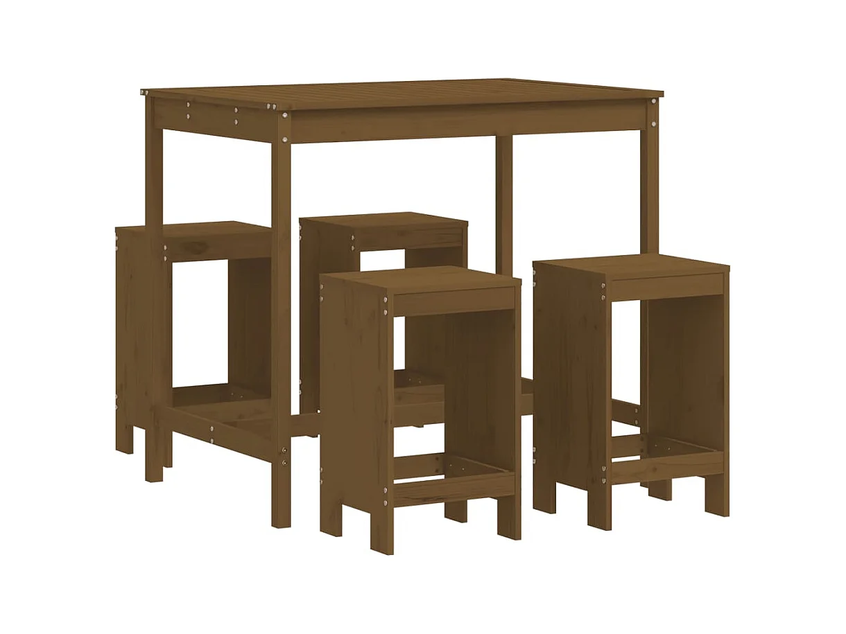 Claire-Julienne  Ensemble de bar de jardin 5 pcs marron miel bois de pin massif