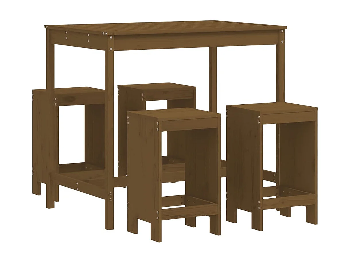 Claire-Julienne  Ensemble de bar de jardin 5 pcs marron miel bois de pin massif