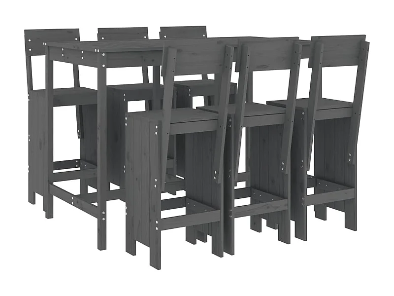 Xelrik  7-delige Tuinbarset massief grenenhout grijs