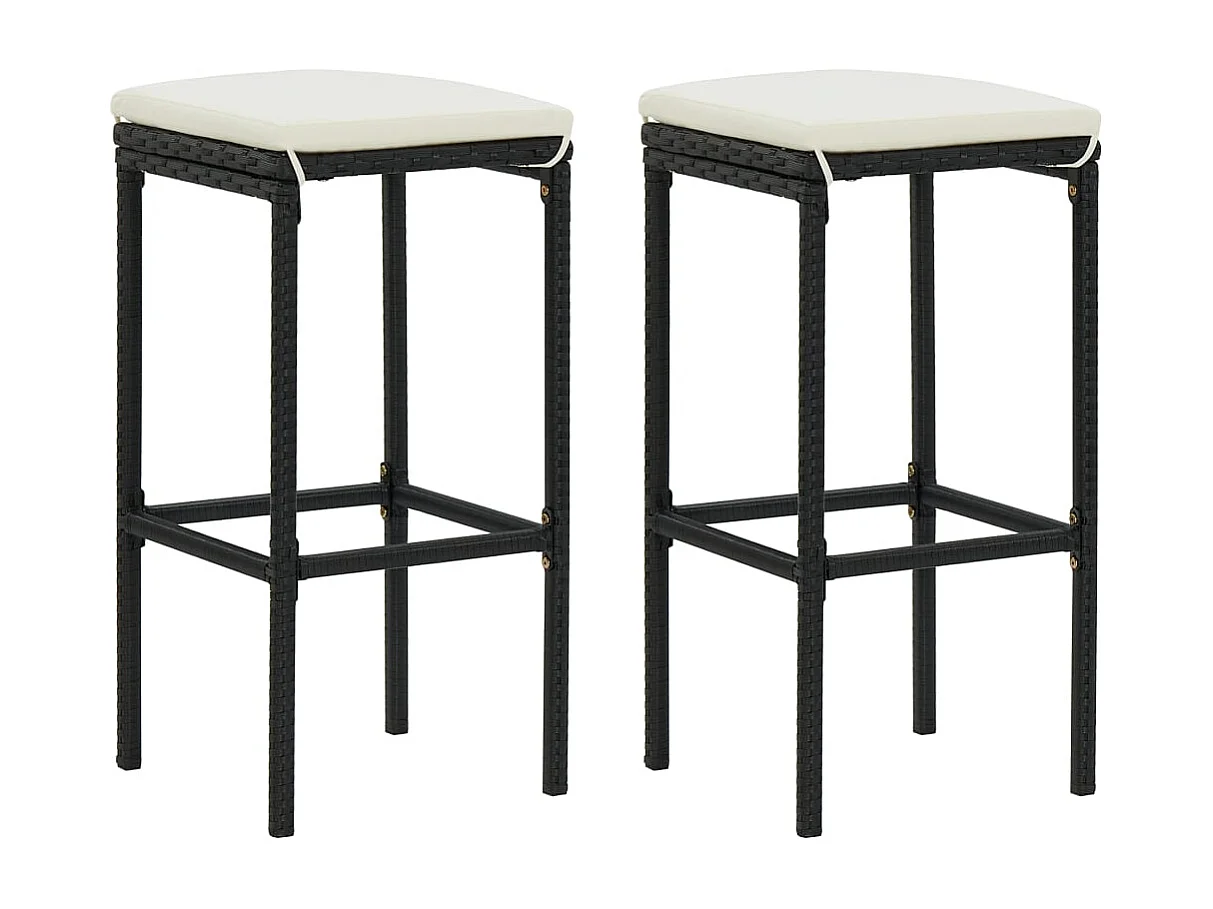 Mary  Ensemble de bar de jardin 3 pcs et coussins Résine tressée Noir