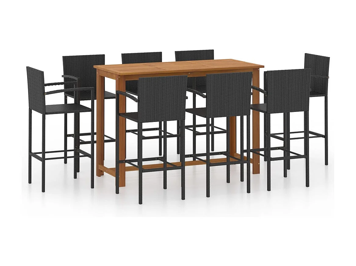 Kilinor  Ensemble de bar de jardin 9 pcs noir
