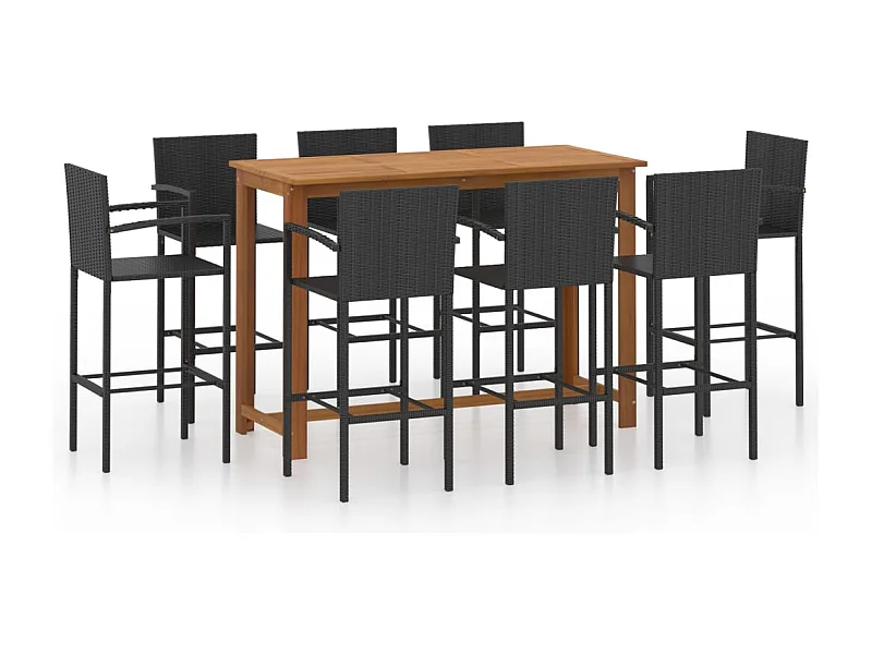 Kilinor  Ensemble de bar de jardin 9 pcs noir
