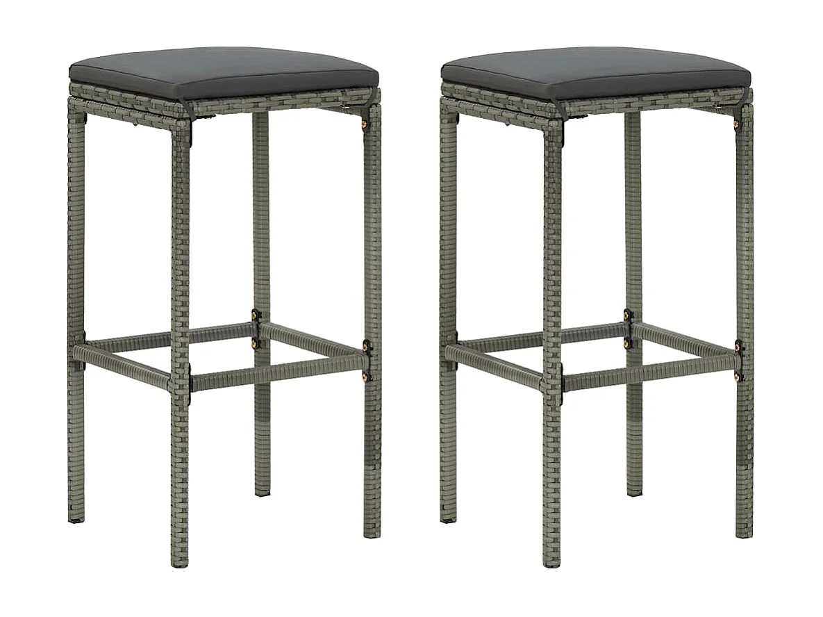 Kaden Lee  Ensemble de bar de jardin 3 pcs et coussins Résine tressée Gris