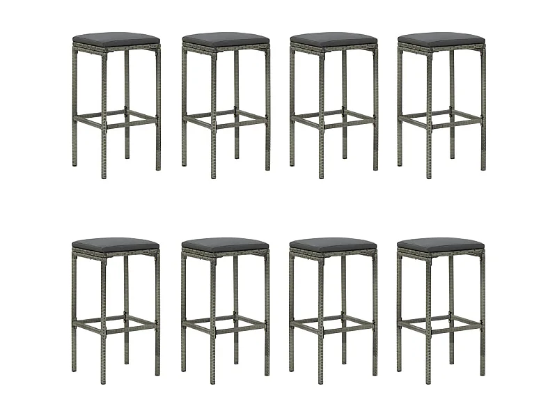 Elisah  Ensemble de bar de jardin 9 pcs et coussins Résine tressée Gris