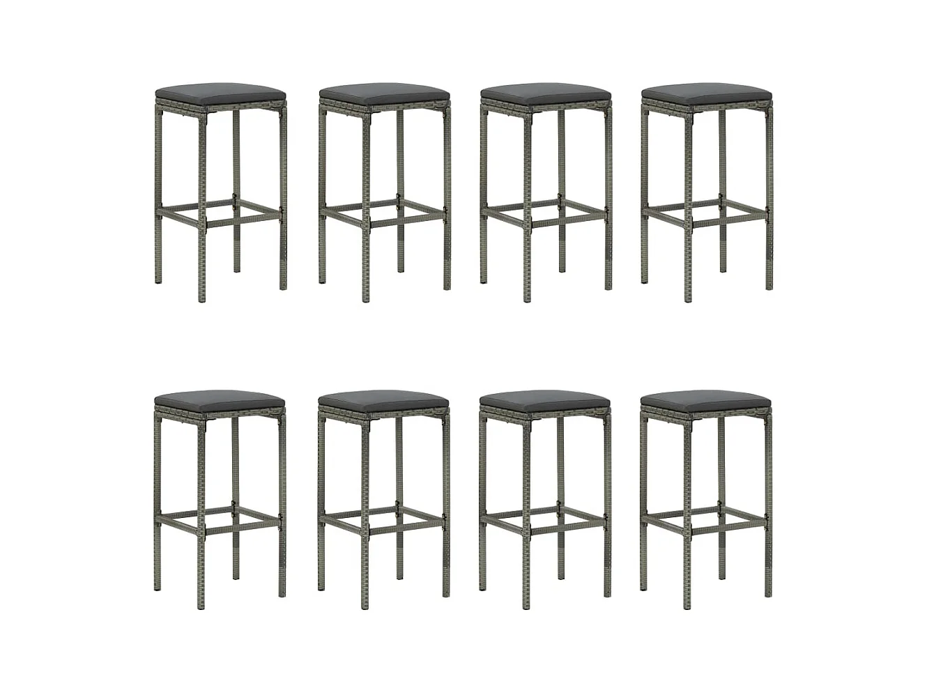 Elisah  Ensemble de bar de jardin 9 pcs et coussins Résine tressée Gris