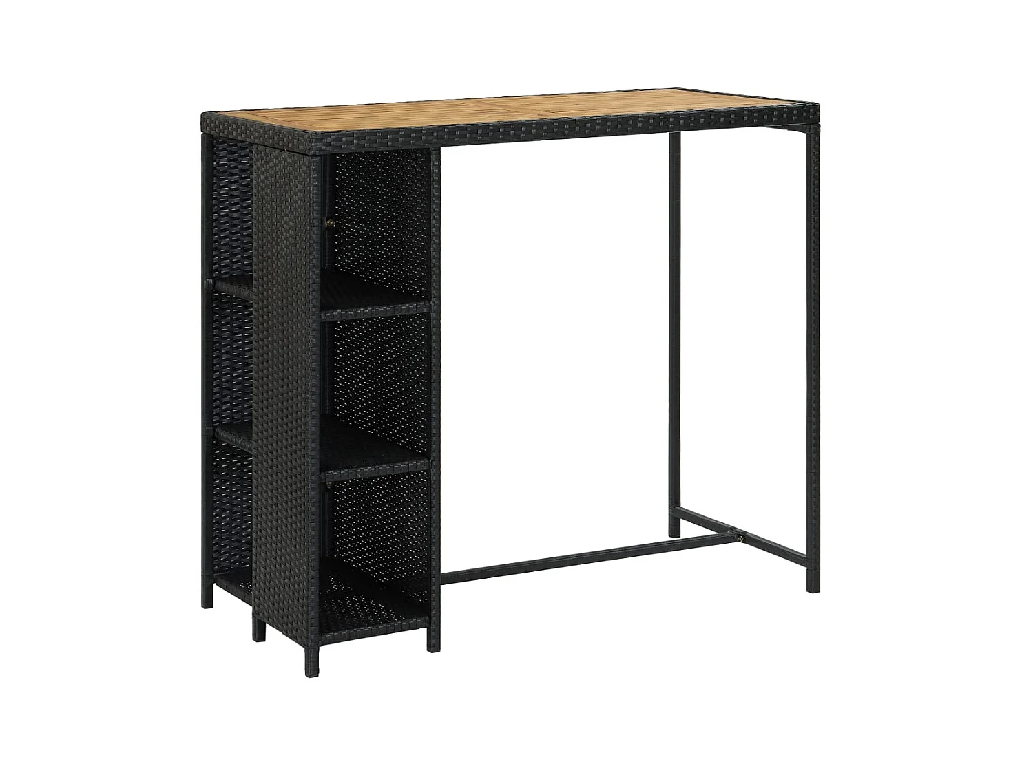 Fehmi  Ensemble de bar de jardin 5 pcs et coussins Résine tressée Noir