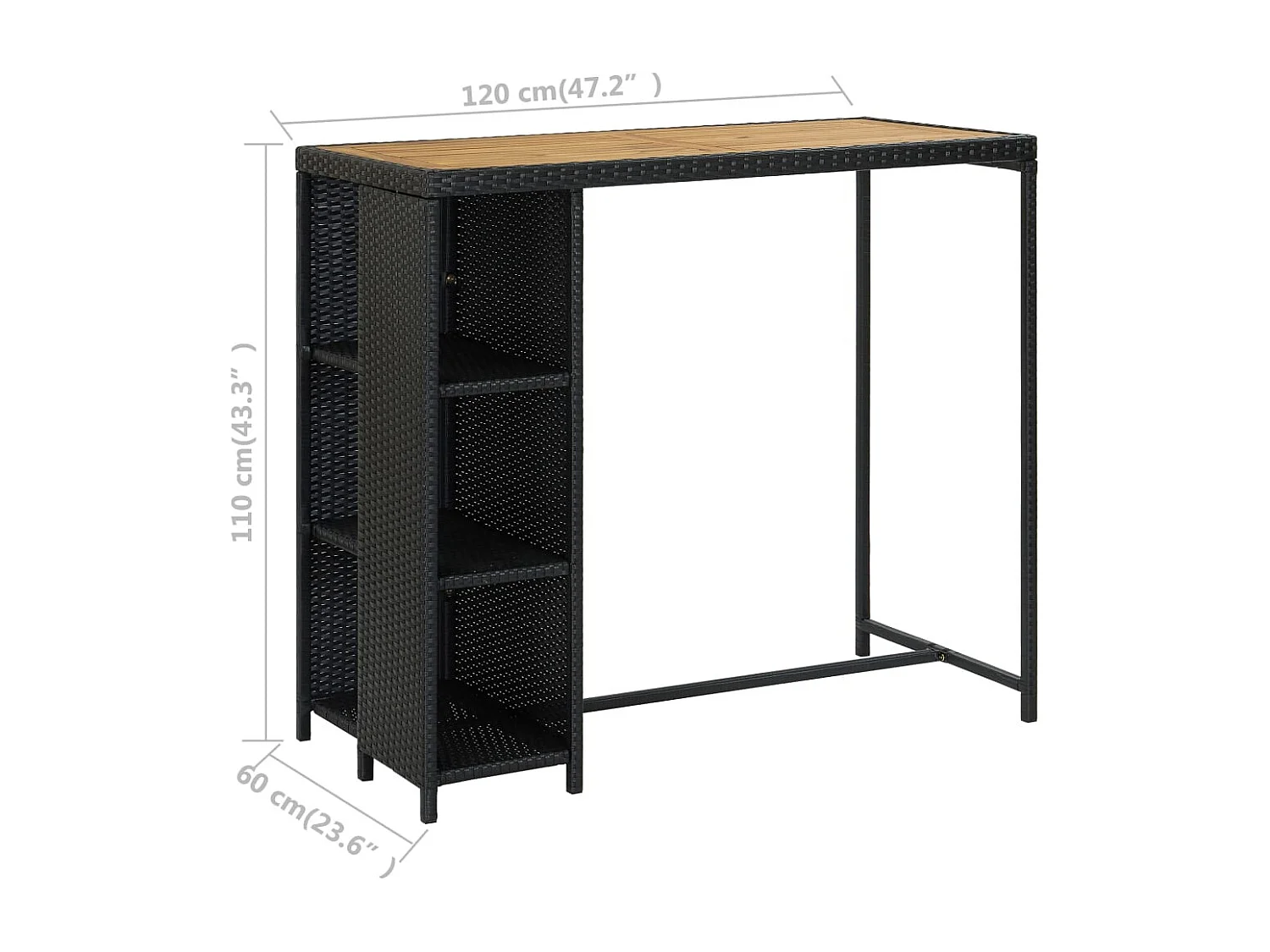 Fehmi  Ensemble de bar de jardin 5 pcs et coussins Résine tressée Noir