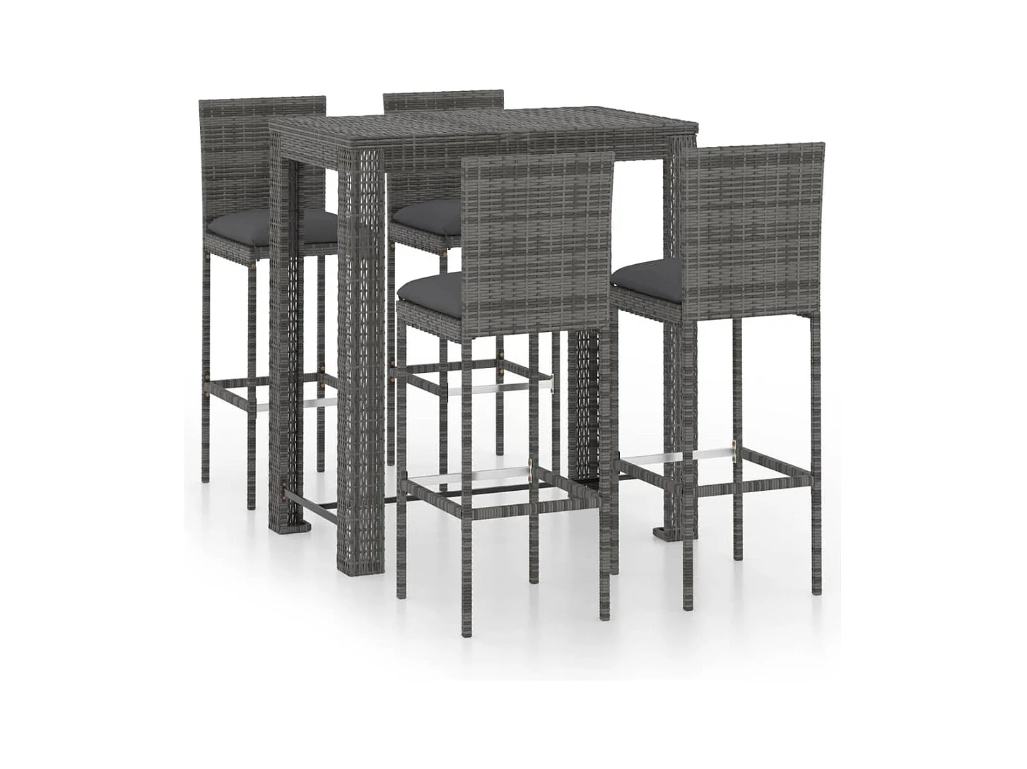 Elk City  Ensemble de bar d'extérieur 5 pcs coussins Résine tressée Gris