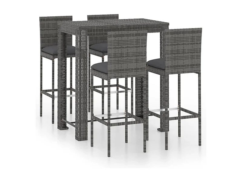 Elk City  Ensemble de bar d'extérieur 5 pcs coussins Résine tressée Gris