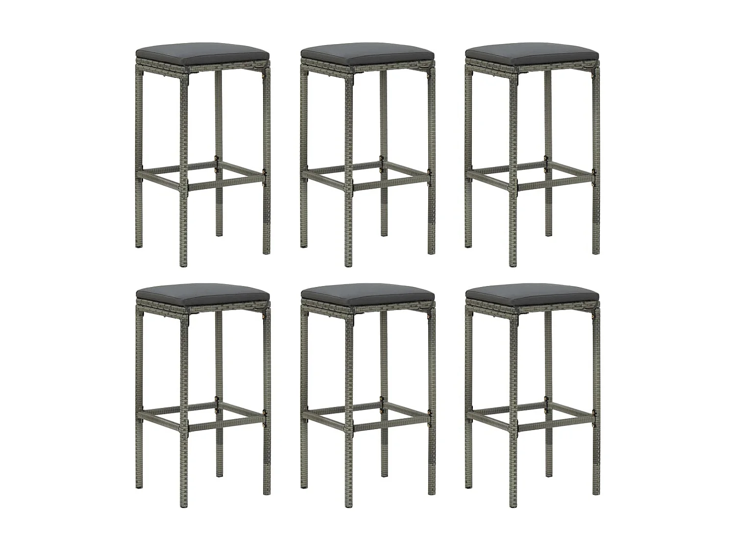 Mary  Ensemble de bar de jardin 7 pcs et coussins Résine tressée Gris