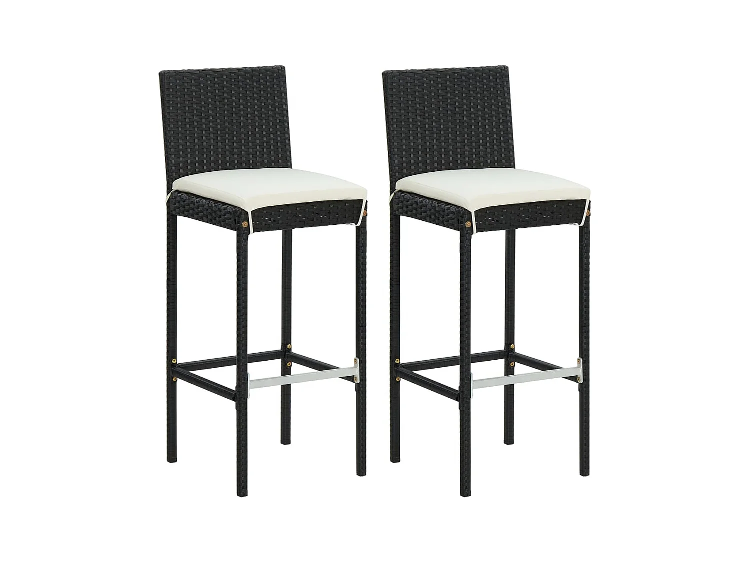 Fortunato  Ensemble de bar de jardin avec coussins 3 pcs Noir