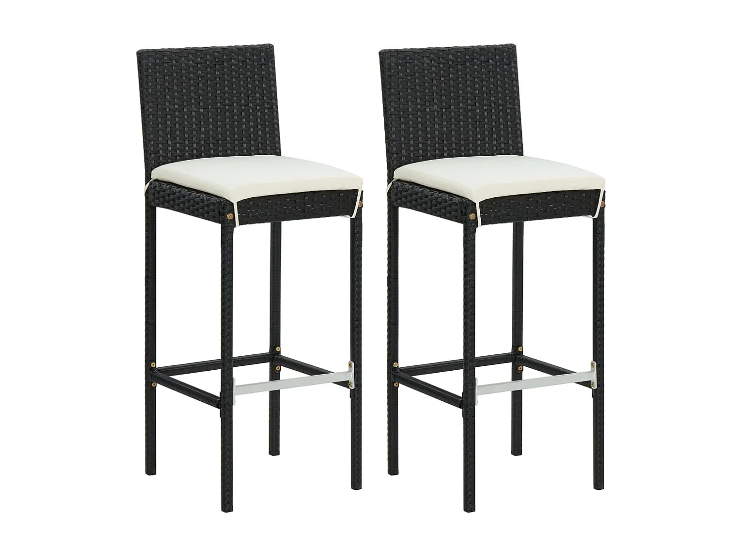 Fortunato  Ensemble de bar de jardin avec coussins 3 pcs Noir