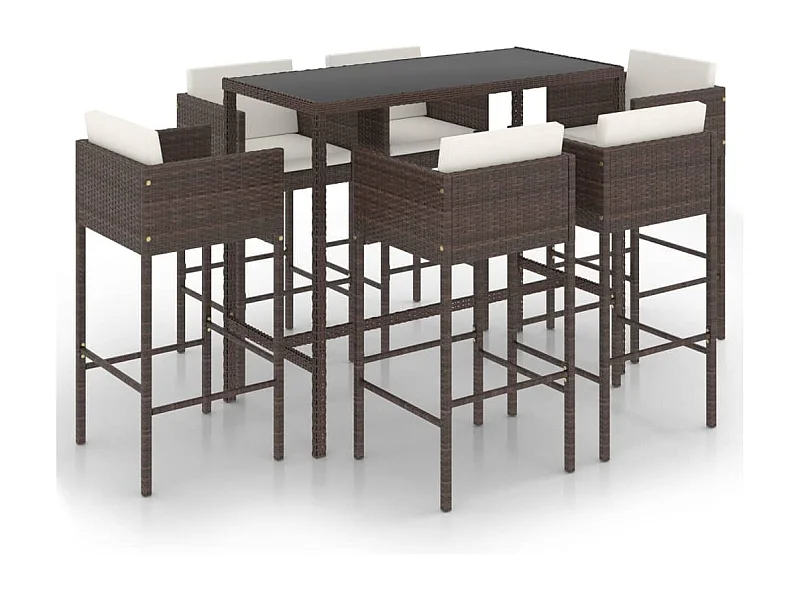 Settimio  7-delige Tuinbarset met kussens poly rattan bruin