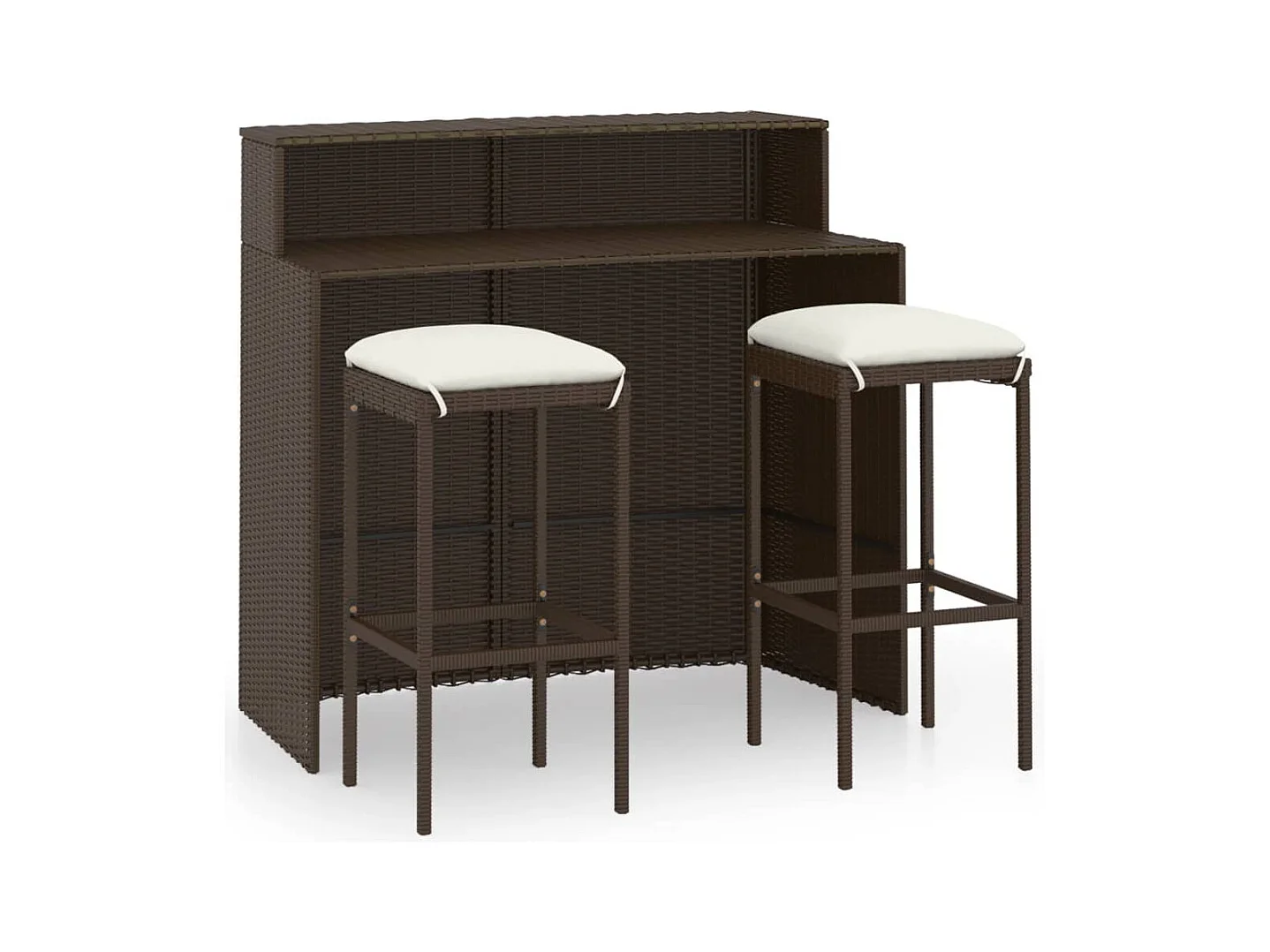 Ballydesmond  Ensemble de bar de jardin avec coussins 3 pcs Marron