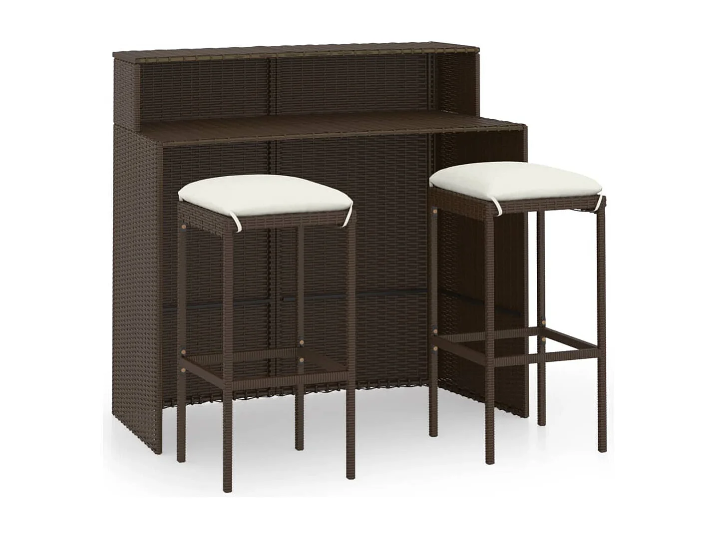 Ballydesmond  Ensemble de bar de jardin avec coussins 3 pcs Marron