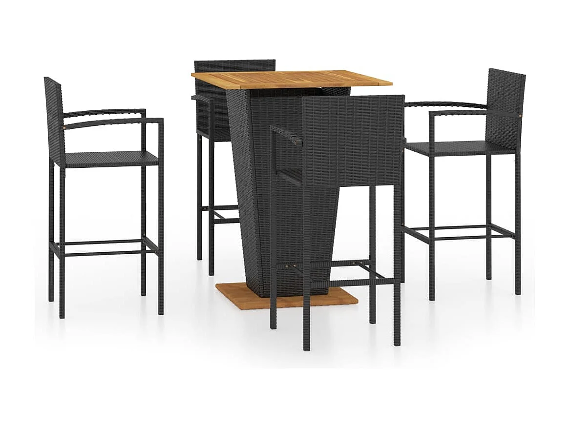 Alan  Conjunto de bar para jardín 5 piezas negro