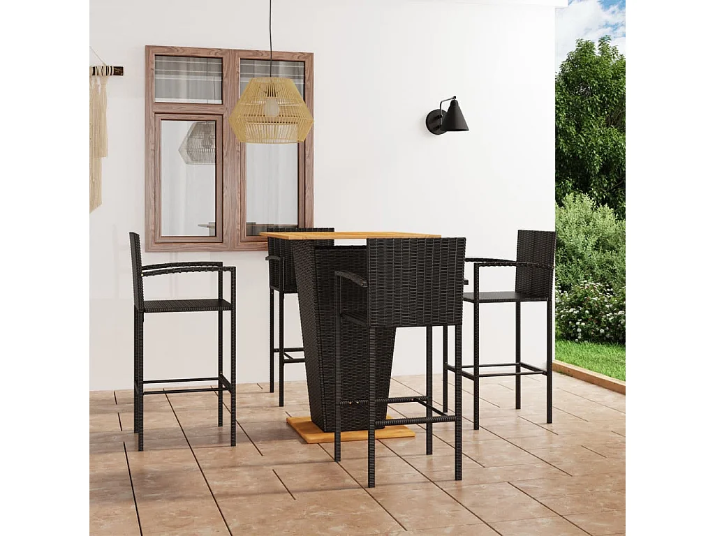 Alan  Conjunto de bar para jardín 5 piezas negro
