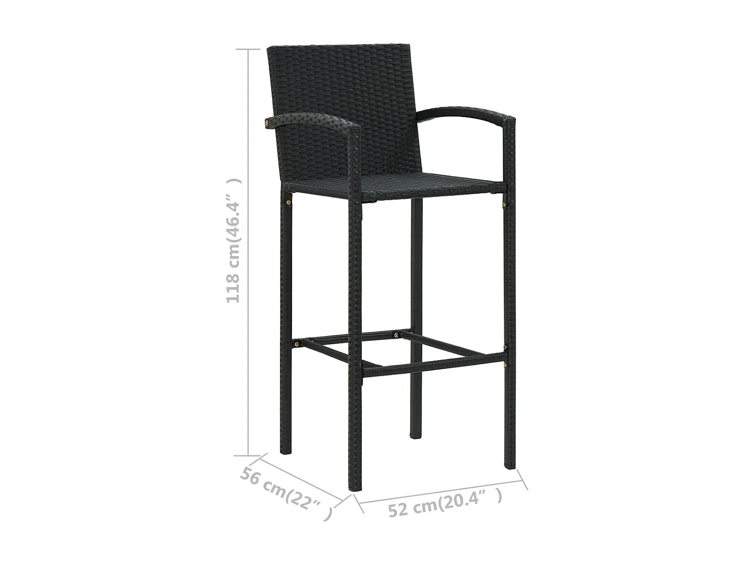Alan  Conjunto de bar para jardín 5 piezas negro