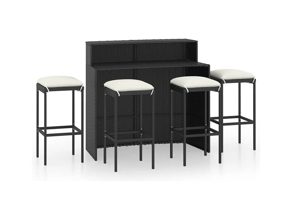 Ballydesmond  Ensemble de bar de jardin avec coussins 5 pcs Noir