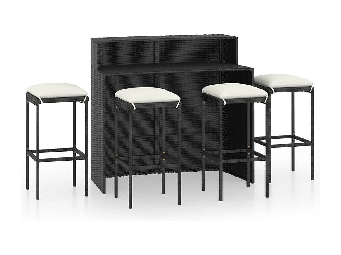 Ballydesmond  Ensemble de bar de jardin avec coussins 5 pcs Noir