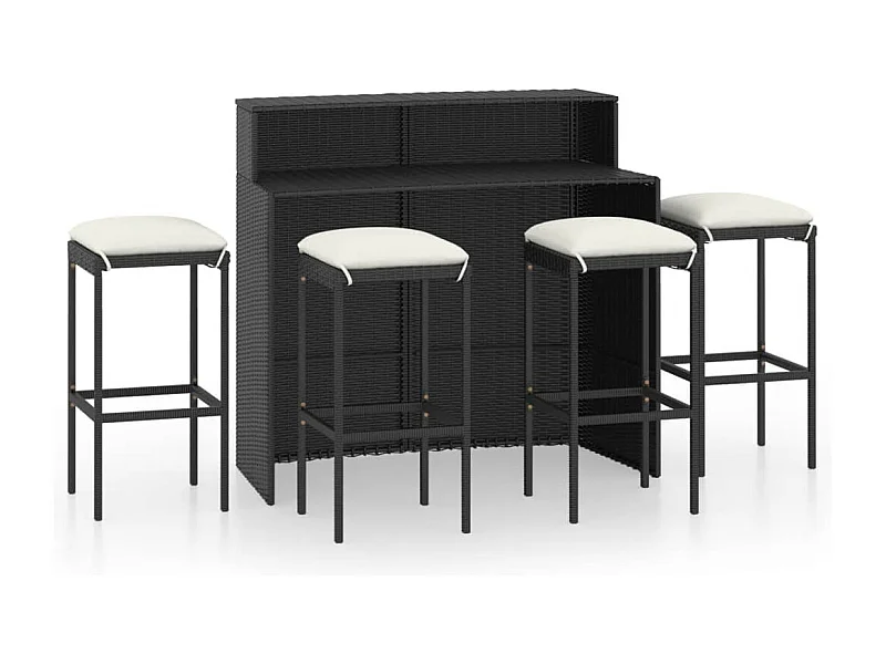 Ballydesmond  Ensemble de bar de jardin avec coussins 5 pcs Noir