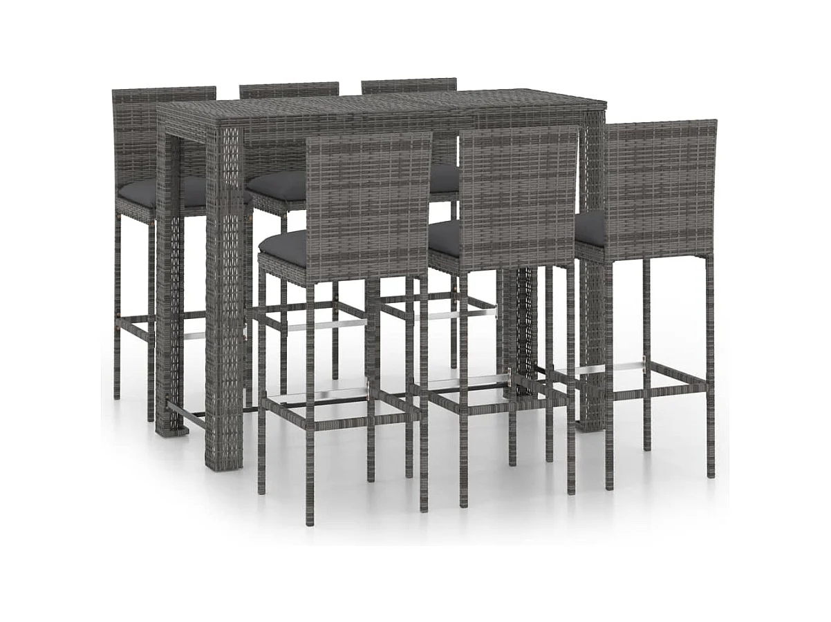 Elk City  Ensemble de bar d'extérieur 7 pcs coussins anthracite Rotin