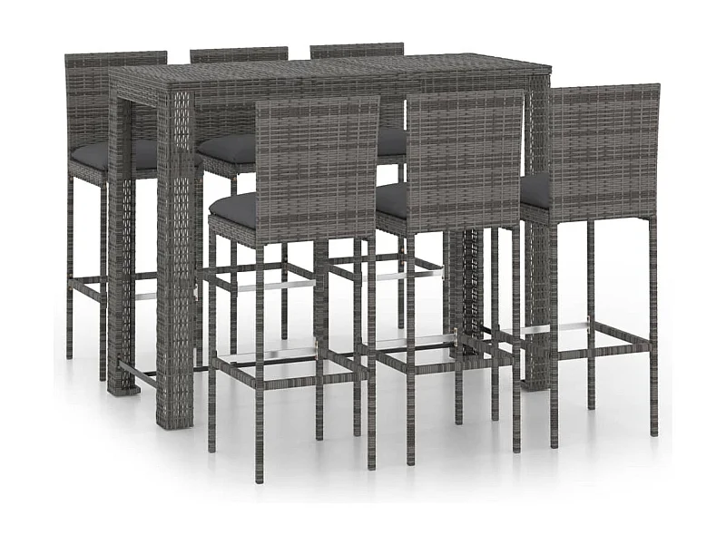 Elk City  Ensemble de bar d'extérieur 7 pcs coussins anthracite Rotin