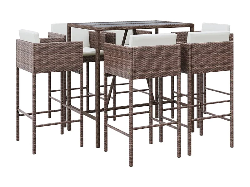 Virrat  7-delige Tuinbarset met kussens poly rattan bruin