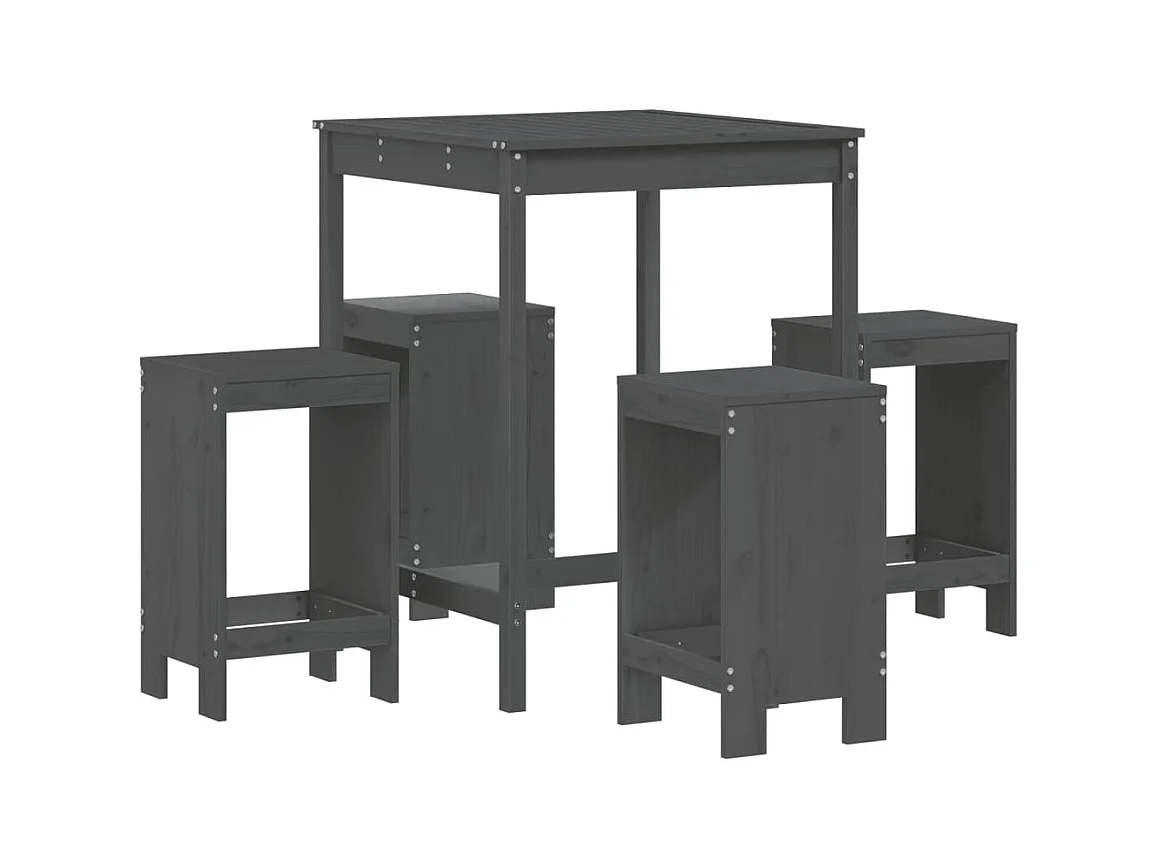 Berchem-Sainte-Agathe  Ensemble de bar de jardin 5 pcs gris bois de pin massif