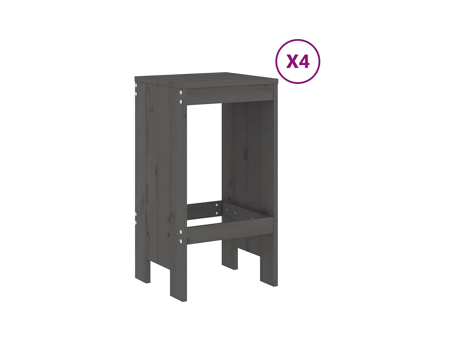 Berchem-Sainte-Agathe  Ensemble de bar de jardin 5 pcs gris bois de pin massif