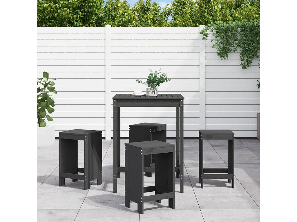 Berchem-Sainte-Agathe  Ensemble de bar de jardin 5 pcs gris bois de pin massif