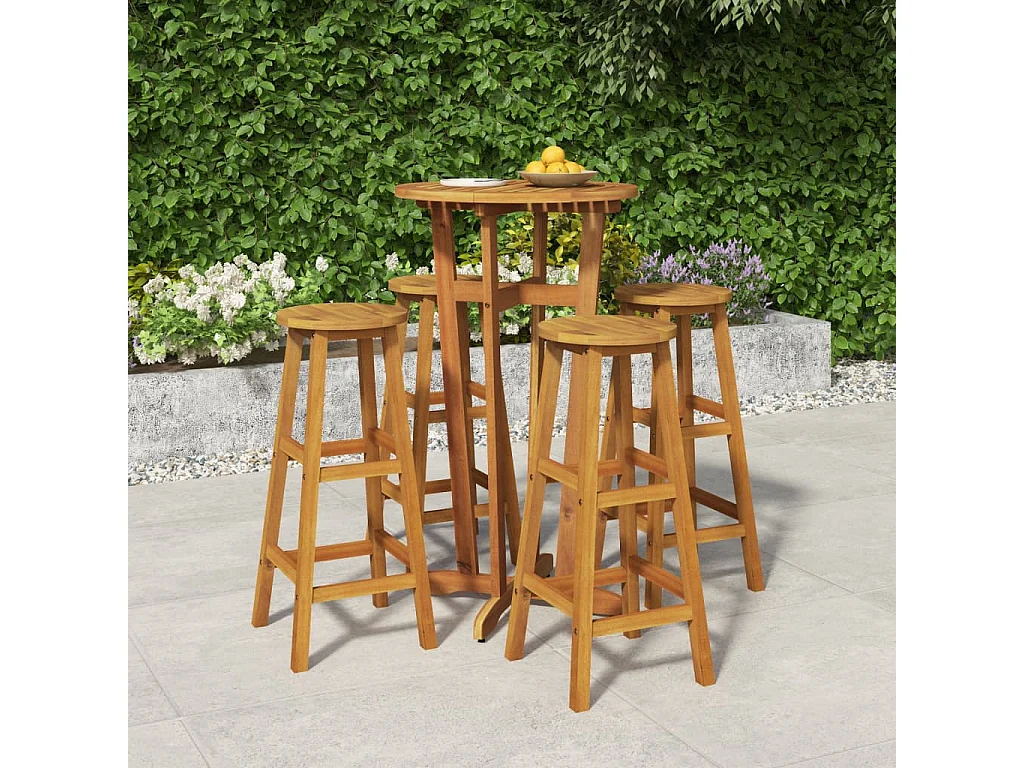 Frylda  Ensemble de bar de jardin 5 pcs bois d'acacia solide