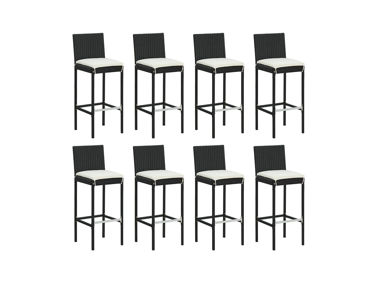 Danick  Ensemble de bar de jardin 9 pcs avec coussins noir poly rotin