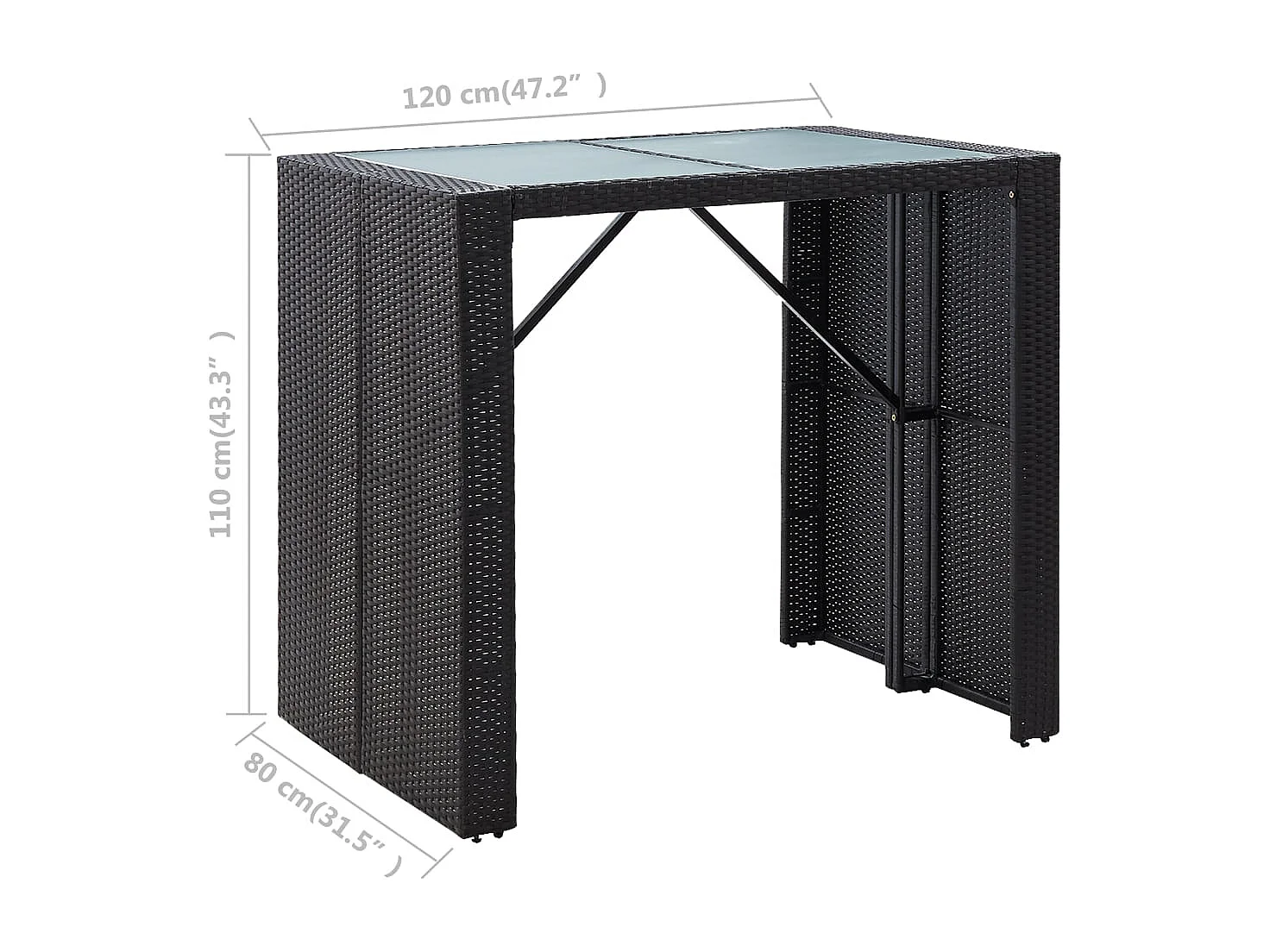 Deniz  Ensemble de bar d'extérieur 5 pcs Résine tressée et verre Noir