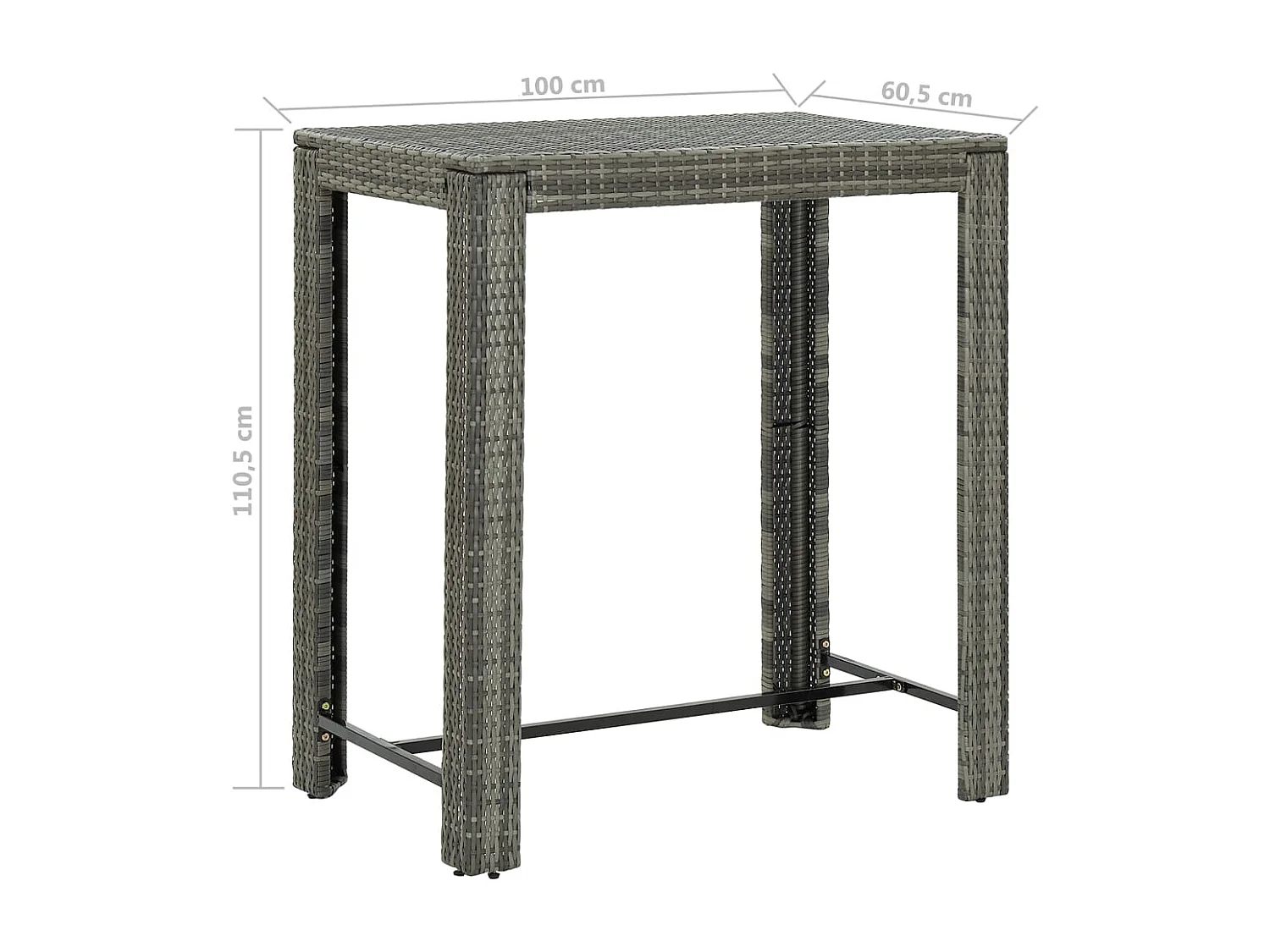 Xerid  Ensemble de bar de jardin 5 pcs et coussins Résine tressée Gris