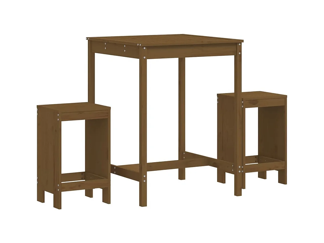 Zeynel  Ensemble de bar de jardin 3 pcs marron miel bois pin massif