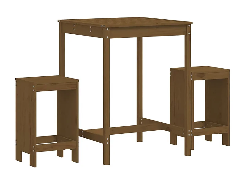 Zeynel  Ensemble de bar de jardin 3 pcs marron miel bois pin massif